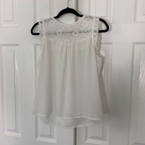 Monteau Coquette White Lace Neck Tank Top L - Picture 4 of 7